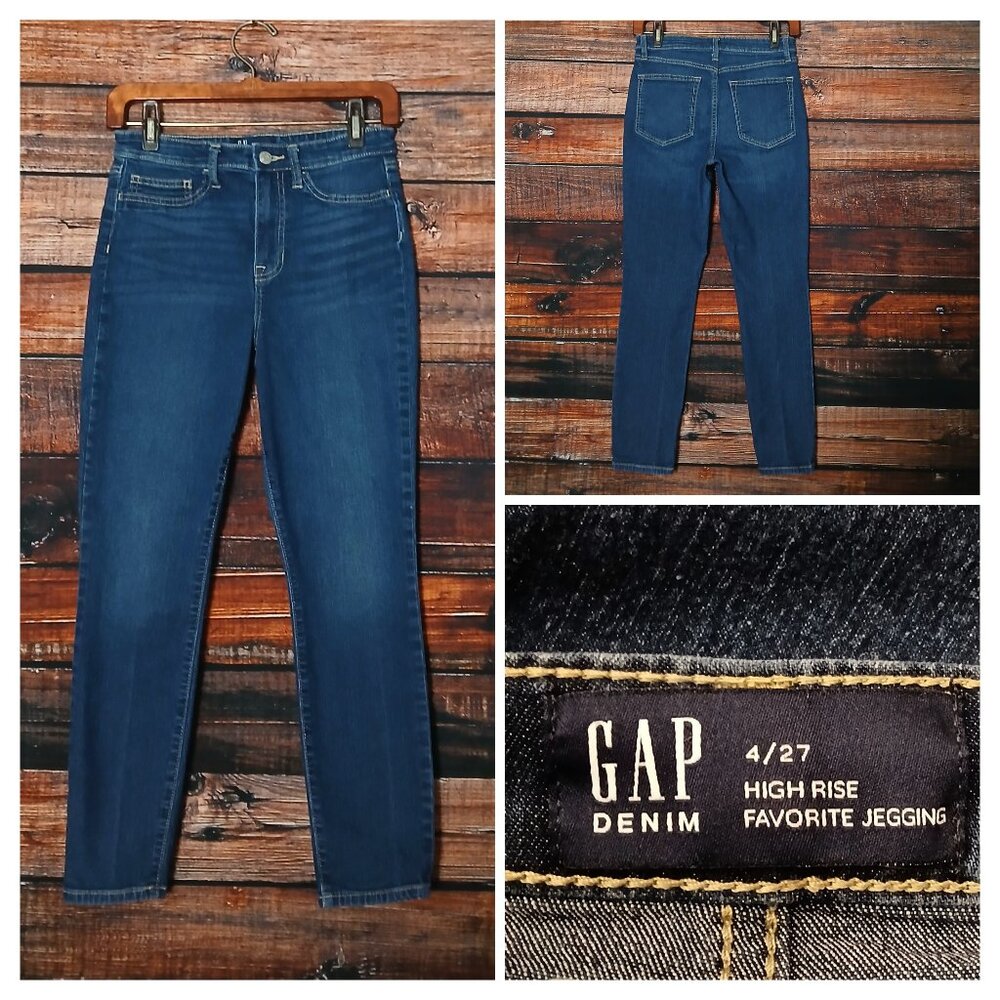 GAP Jeans 4 27 High Rise Favorite Jegging Ankle Crop Dark Wash Denim Stretch